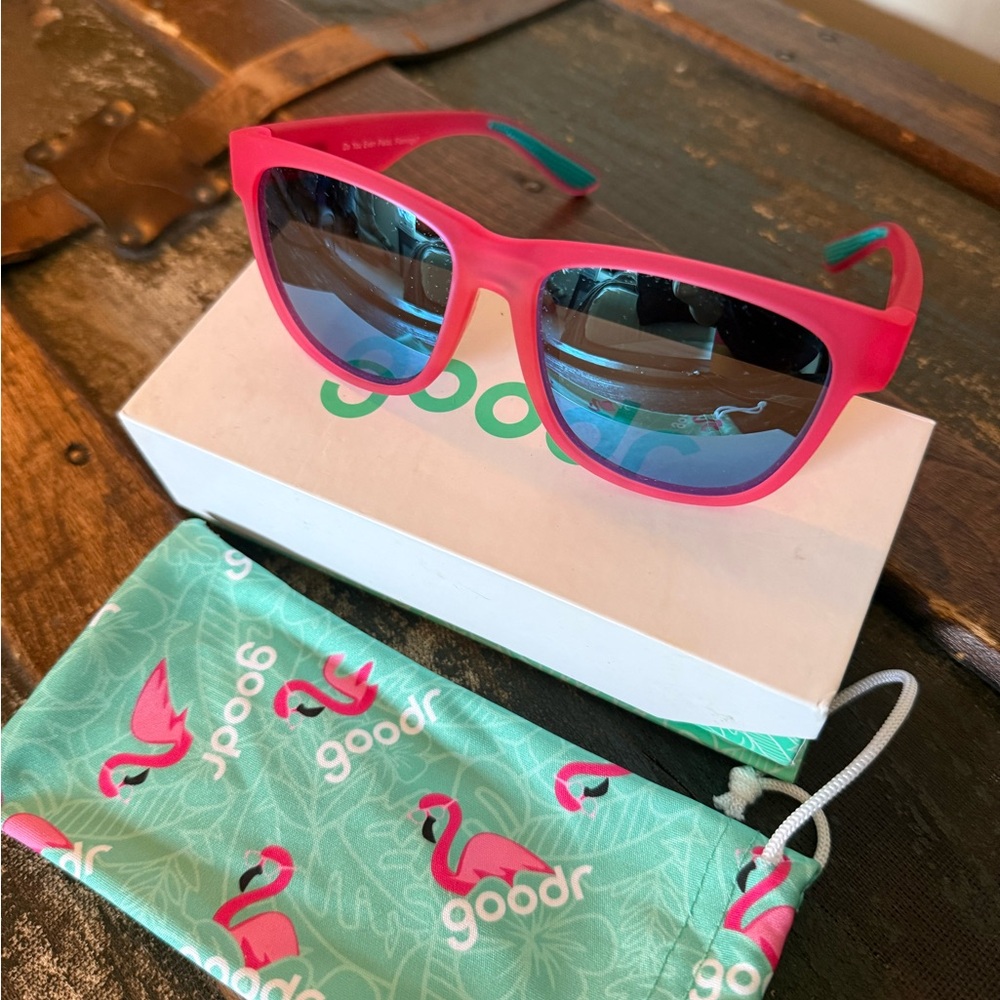 Goodr Pink Sunglasses with Blue Lenses